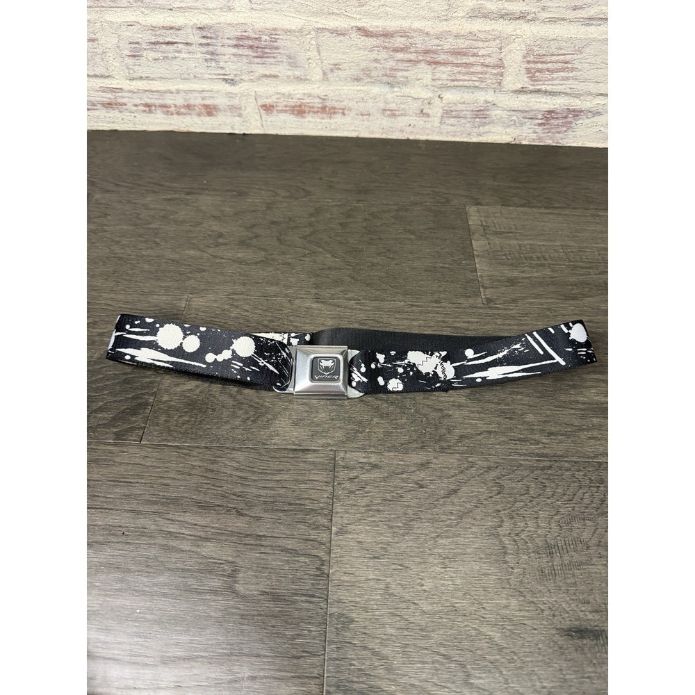 Buckle Down Dodge Viper Belt Nylon Seatbelt Black With White Paint Splatter